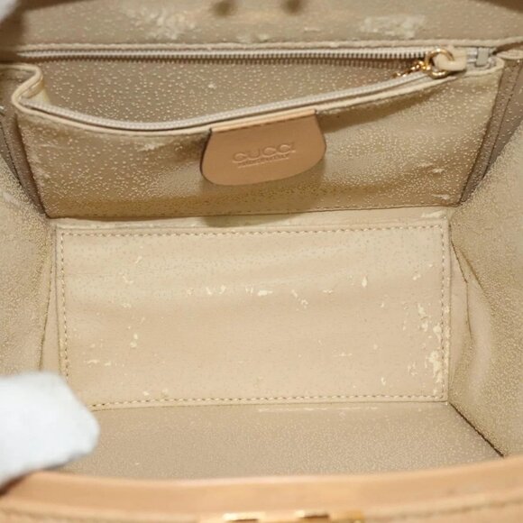 GUCCI Hand Bag Leather 2way Beige Gold 000 781 0235 Auth SW973 - Picture 11 of 16